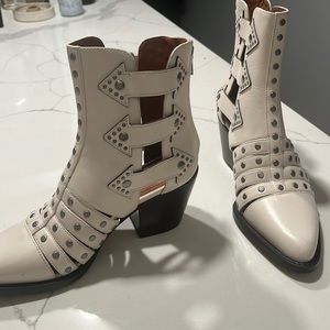 Coach Studded Paisley Chalk Western Boots